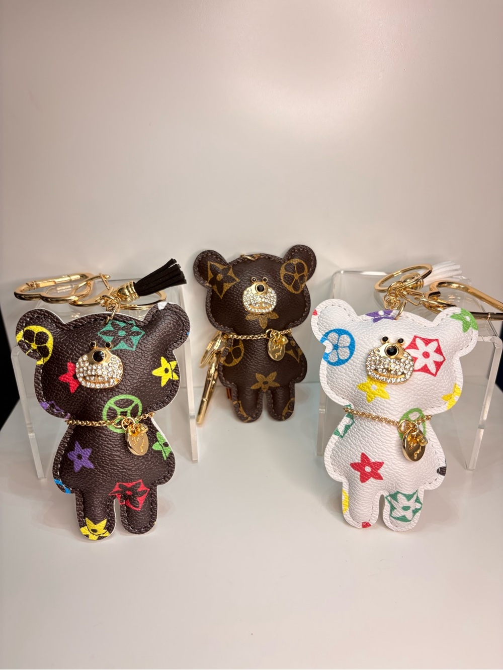 Monogram Brown Teddy Keychain or  Bag Charm